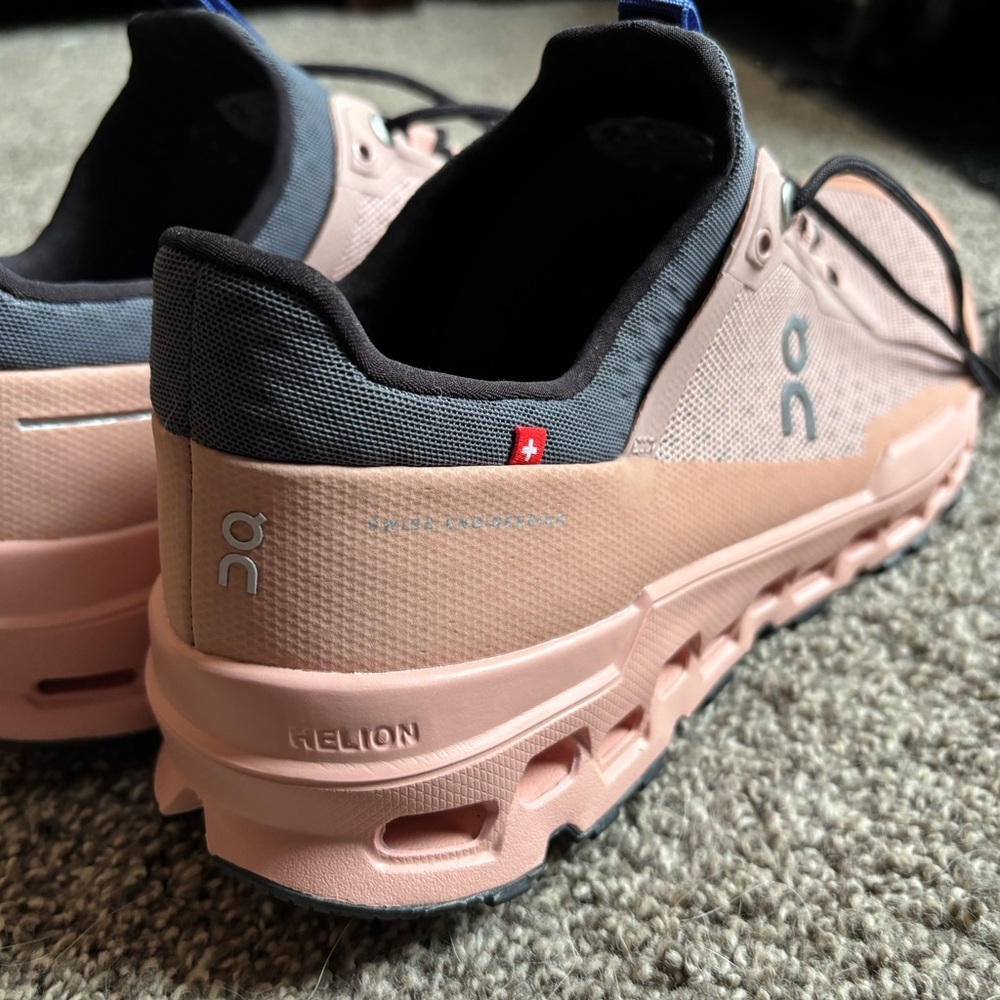 On Running Women's Helion Trail Shoes in Blush Pink & Charcoal